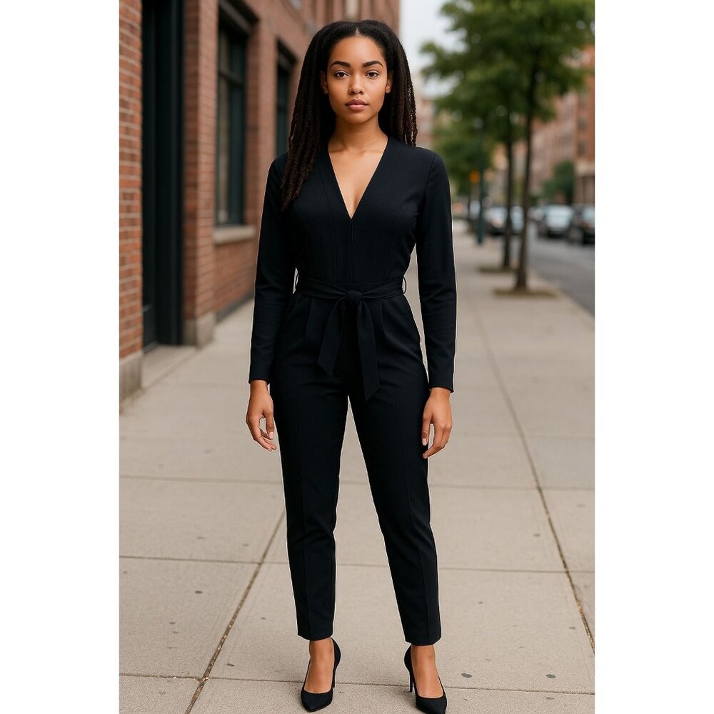 HALOGEN Women Black Jumpsuit SMALL